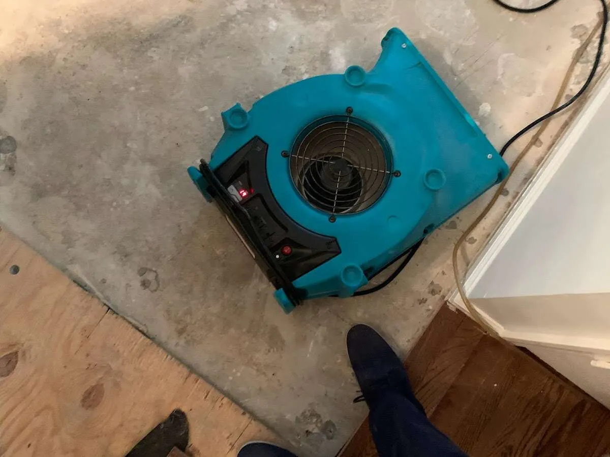Air mover drying subfloor during Leak Detection & Repair in Watauga